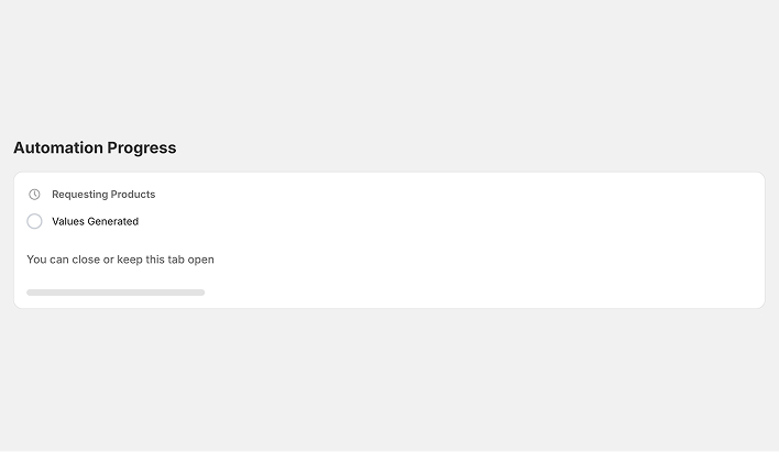 Automation progress interface