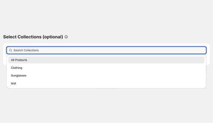 Interface showing product selection